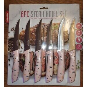 ART+COOK 6 Piece Steak Knife Set Pink